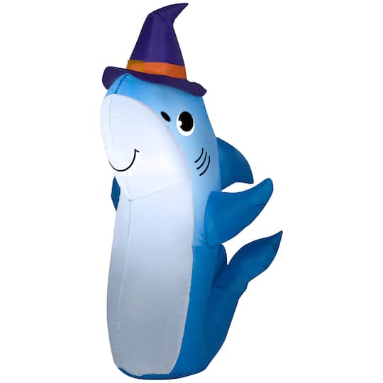 3.5ft. Airblown&#xAE; Inflatable Halloween Shark with Witch Hat
